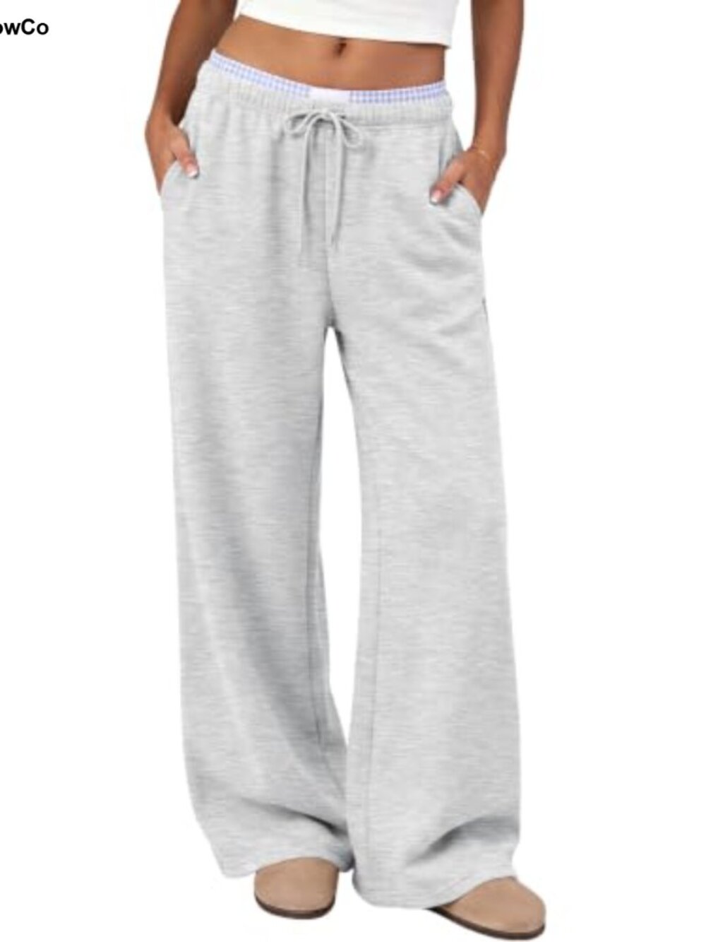 Women's Wide Leg Sweatpants Low Rise Pull On Lounge Travel Pants